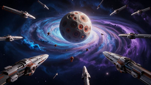 Far Orbit RPGs collection: Epic space battle above a dying star with fleets of starships and cosmic nebulas