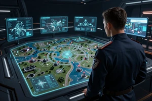 Steel Signal: A turn-based strategy game cover with a commander and holographic battle map