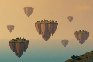 Aethon North: An indie exploration game with floating islands and golden painterly landscapes
