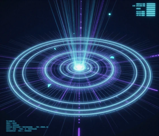Abstract futuristic digital core with glowing orbital rings and data streams representing Northstar's discovery system