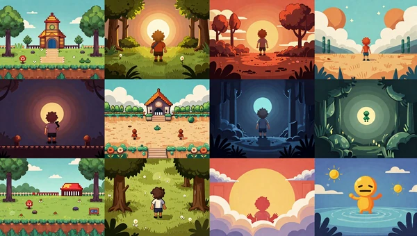 Small Studio Route collection: Diverse collage of indie game environments including pixel art and hand-drawn worlds